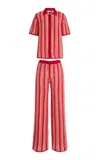 Akoia Swim Exclusive Riviera Striped Cotton-crochet Pant Set In Multi