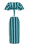 Akoia Swim Exclusive Riviera Striped Cotton-crochet Skirt Set In Blue
