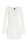 Akoia Swim Exzclusive Plata Metallic-cotton Mini Dress In Ivory