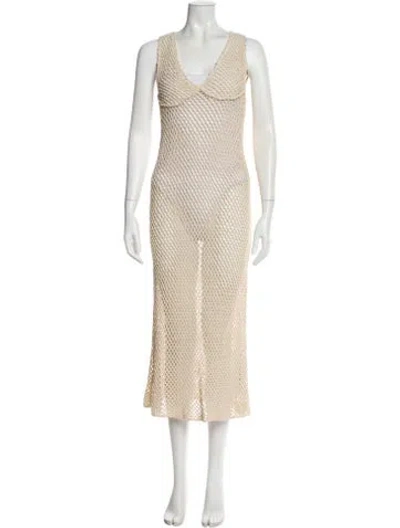 Pre-owned Akoia Swim Eyelet Trim Cover-up In Neutral