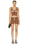 Akoia Swim For Fwrd Vest & Short Set In Brown