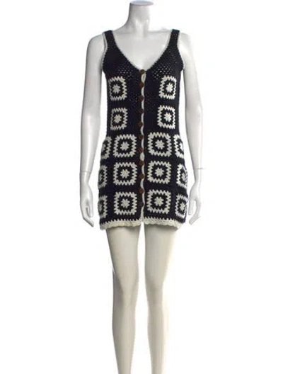 Pre-owned Akoia Swim Graphic Print Mini Dress In White