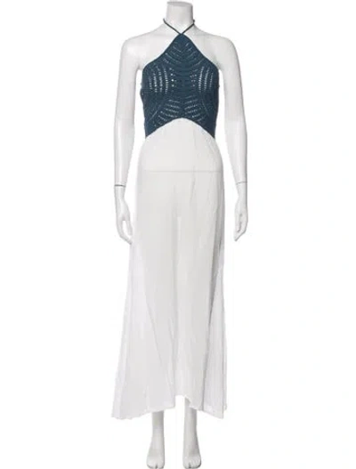 Pre-owned Akoia Swim Halterneck Long Dress W/ Tags In White