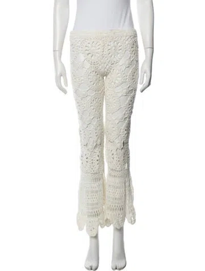 Pre-owned Akoia Swim Lace Pattern Flared Pants In White
