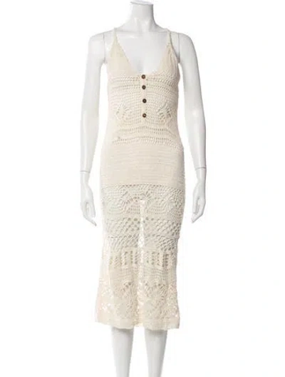 Pre-owned Akoia Swim Lace Pattern Midi Length Dress In Neutral