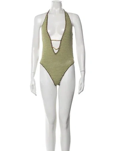 Pre-owned Akoia Swim One-piece In Green
