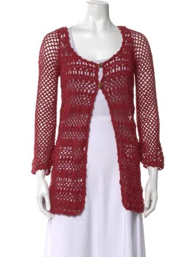 Pre-owned Akoia Swim Open Front Sweater In Red