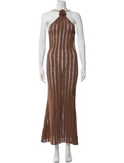 Pre-owned Akoia Swim Patterned Long Dress W/ Tags In Brown
