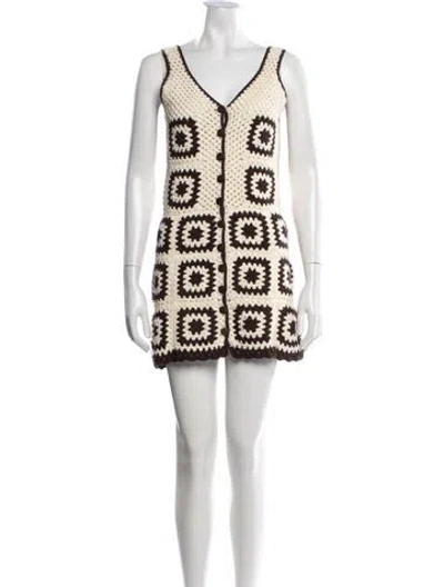 Pre-owned Akoia Swim Patterned Mini Dress In White