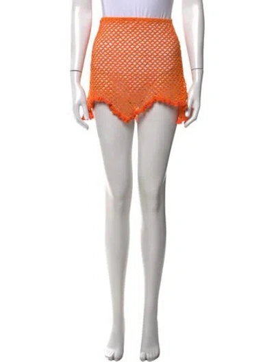 Pre-owned Akoia Swim Patterned Mini Skirt In Orange