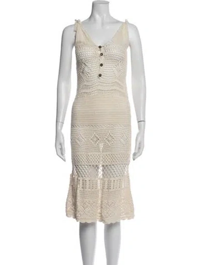 Pre-owned Akoia Swim Patterned V-neck Sweater In Neutrals
