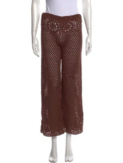 Pre-owned Akoia Swim Patterned Wide Leg Pants In Brown