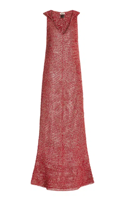 Akoia Swim Plata Metallic Cotton Dress In Red