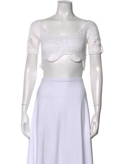 Pre-owned Akoia Swim Scoop Neck Short Sleeve Crop Top In Neutral