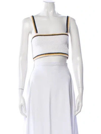 Pre-owned Akoia Swim Square Neckline Sleeveless Crop Top In White