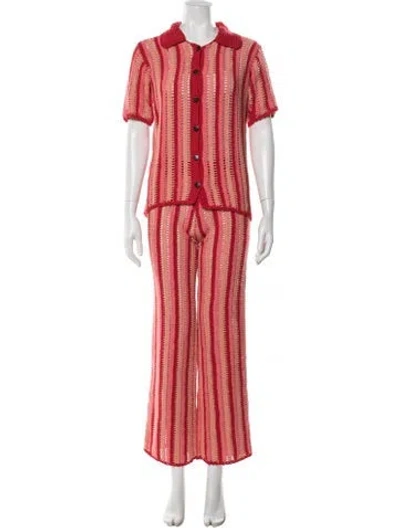 Pre-owned Akoia Swim Striped Pant Set W/ Tags In Red