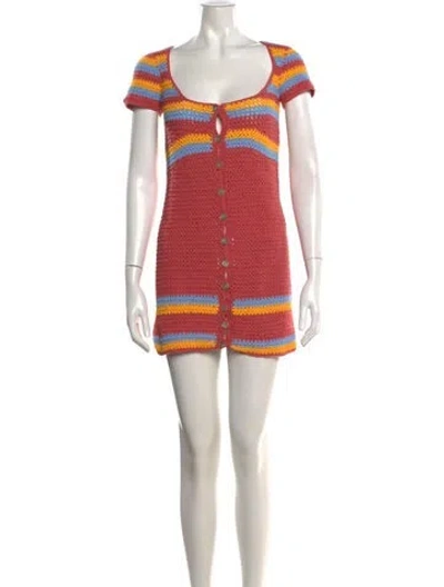 Pre-owned Akoia Swim Striped Scoop Neck Sweater In Red
