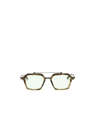 Akoni Akari Glasses In Green Hawksbill Whirlpool/black Rhodium