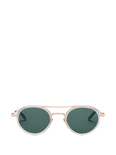 Akoni Astria 12k Gold Round-frame Sunglasses In Blue