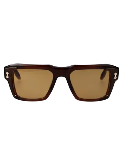Akoni Brn Acetate  Metal Sunglasses In Brown