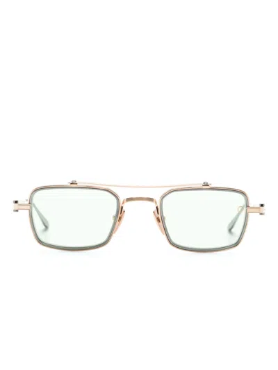 Akoni Cassino Rectangular-frame Sunglasses In Gold