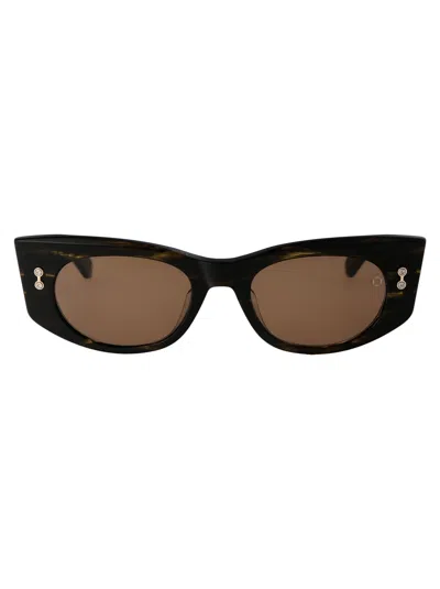 Akoni Dark Tortoise Acetate Sunglasses In Dark Tortoise W/dark Brown