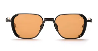 Akoni Eclipse - Crystal Black / Brushed 12k Gold Sunglasses In Orange