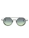 Akoni Eres Round-frame Sunglasses In Silver