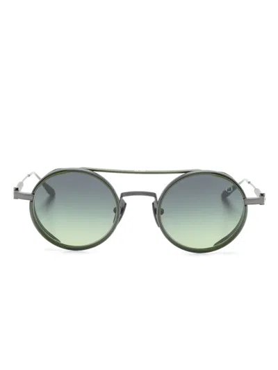 Akoni Eres Round-frame Sunglasses In Silver