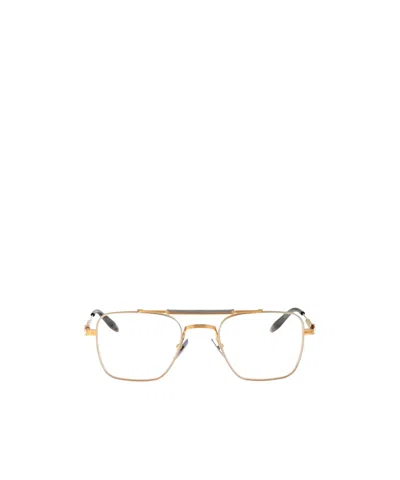 Akoni Europa Rx Plain Spectacles In Brushed Gold And Silver/grey Crystal