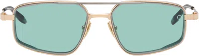 Akoni Gold & Gunmetal Atlantis Sunglasses In Green