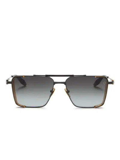Akoni Hera Square-frame Sunglasses In Black