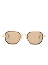 Akoni Juno-two Geometric-frame Sunglasses In 金色