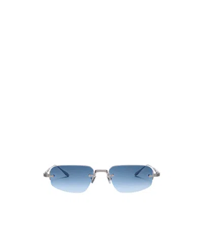 Akoni Juno-three Geometric-frame Sunglasses In Blue
