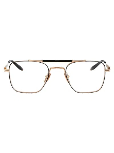 Akoni Europa Eyewear In White Gold-matte Black Enamel-black Crystal