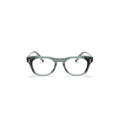 Akoni Orion Gradient Translucent Eyeglasses With Metal Accents In Green