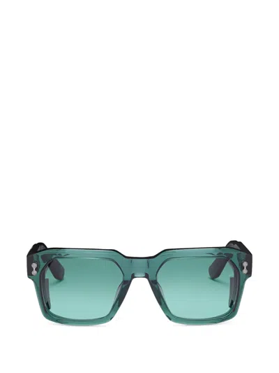 Akoni Pegasus-two Geometric-frame Sunglasses In Green