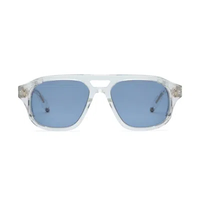 Akoni Phoenix Geometric Frame Sunglasses With Blue Tinted Lenses