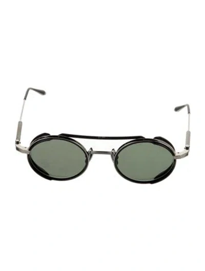 Pre-owned Akoni Round Mirrored Sunglasses In Silver