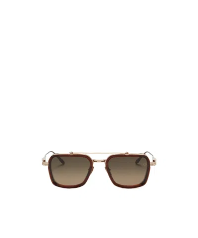 Akoni Soli Sunglasses In White Gold/dark Brown Crystal