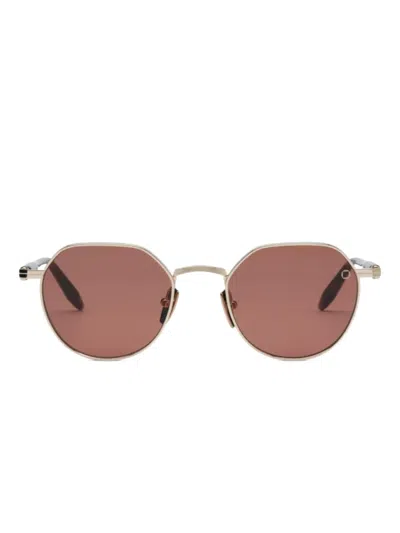Akoni Themis Round-frame Sunglasses In Gold