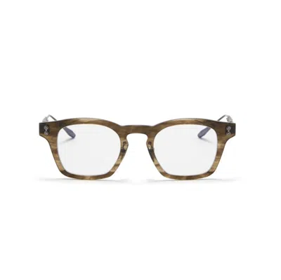 Akoni Wise Rectangular Tortoiseshell Optical Glasses With Metallic Temples In Brown