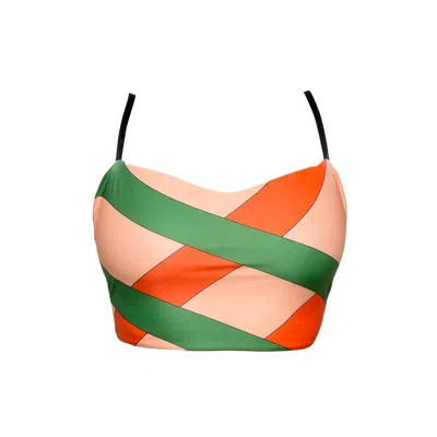 Akosua Swimwear Women's If Zic Zac Was A Person Bikini Top - Beige, Green & Orange