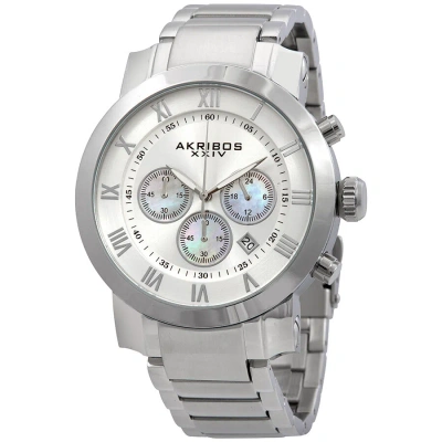 Akribos Xxiv Akribos Grandiose Chronograph Silver Dial Stainless Steel Men's Watch Ak622ss In Gray