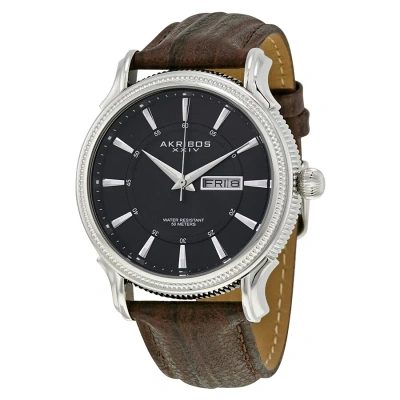 Akribos Xxiv Black Dial Brown Leather Men's  Watch Ak726br