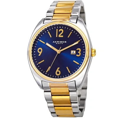 Akribos Xxiv Blue Dial Two-tone Men's Watch Ak957ttg In Metallic
