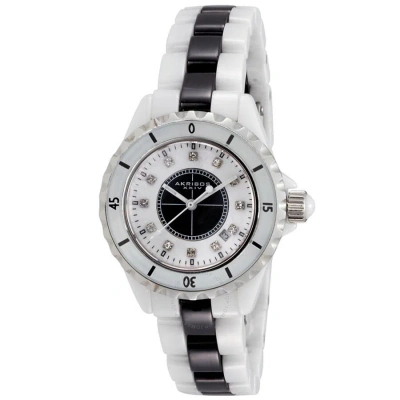 Akribos Xxiv Ceramic Ladies Watch Ak485wtb In Metallic