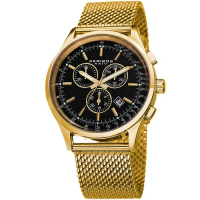 Akribos Xxiv Chronograph Black Dial Men's Watch Ak625ygb In Gold