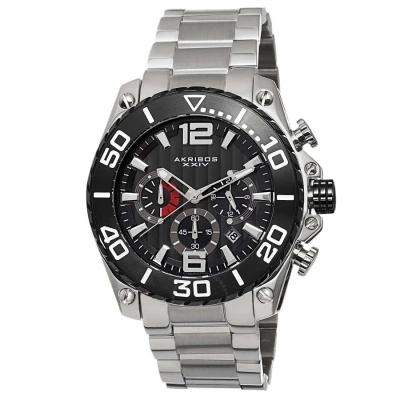 Akribos Xxiv Chronograph Black Dial Men's Watch Ak639bks In Metallic