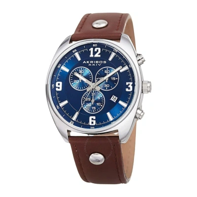 Akribos Xxiv Chronograph Quartz Blue Dial Men's Watch Ak969brbu In Brown